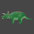 Green Plastic Triceratops Dinosaur Model With Red Spiked Head And Back