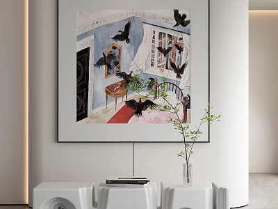 Modern White Coffee Table In Living Room With Books And Vase 3d model