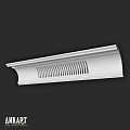 Ornate White Architectural Molding Component with Grooved Design for Interior Use