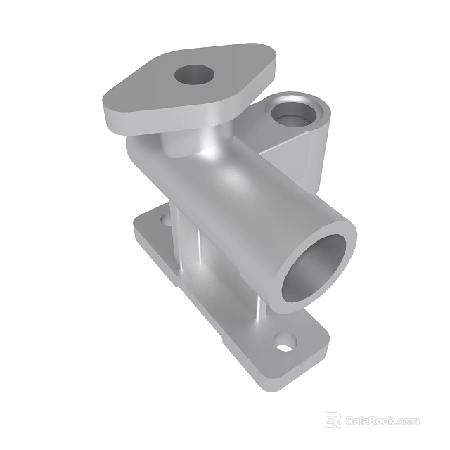 Silver Metal Mechanical Component With Multiple Holes And Base Structure 3d model 