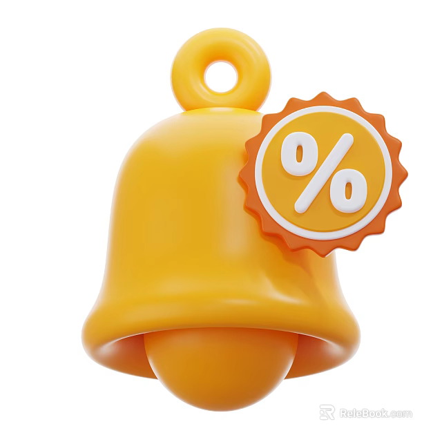 Vibrant Yellow Decorative Bell Home Daily Life Product With Promotional Percentage Tag 3d model 