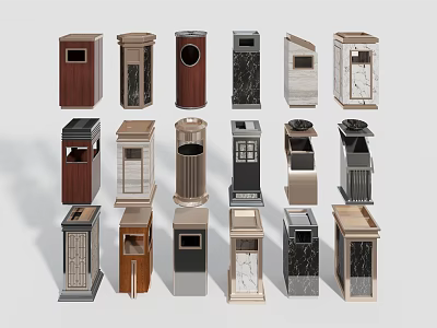 Public Facilities Various Trash Cans With Diverse Modern Designs And Styles 3d model