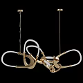 Modern Gold Metal Chandelier With White Circular Intertwined Rings Hanging Lighting Design