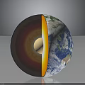 Earth Cross Section Showing Interior Layers Crust Mantle Core and Surface Oceans Continents 3d model