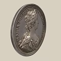 Antique Silver Badge Featuring Maria Theresia Portrait And Historical Inscription