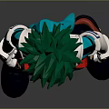 Anime Hero Character With Green Hair And Creature Inspired Costume Design Elements