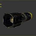 Military Weapon Blue Yellow Metal With Worn Texture And Tubular Design Reflective Surface