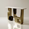 Elegant Modern Entryway Side Cabinet with Geometric Metal Frame and Wooden Top