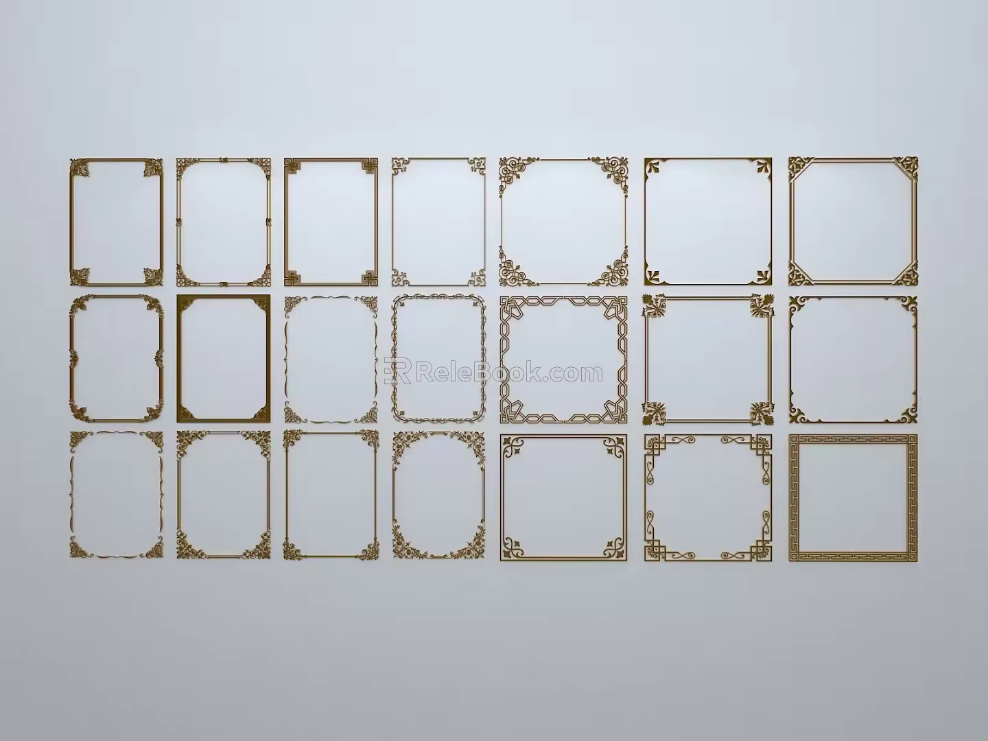 Chinese-style window grilles silhouette pane window sill border openwork window 3d model