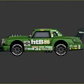 Green Race Car With Number 86 HBS Logo Rear Spoiler And Engine Hood Details