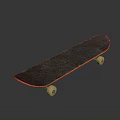 Durable Skateboard With Black Deck Orange Edge And Smooth Wheels For Daily Use