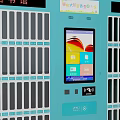 Public Smart Locker Facility With Multiple Compartments Digital Screen And QR Code Operation 3d model