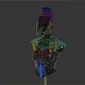 Detailed Warrior Armor Featuring Blue Feather Helmet and Scaly Breastplate Design