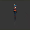 3D Fantasy Game Mermaid Character Model With Blue Hair Headdress And Colorful Fish Tail