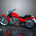 Red Vintage Motorcycle With Black Seat And Chrome Wheels On Reflective Surface