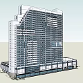 Modern High Rise Office Building With Glass Curtain Wall And Large Windows
