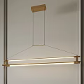 Modern Brass Linear Pendant Light With LED Strip For Minimalist Interior 3d model