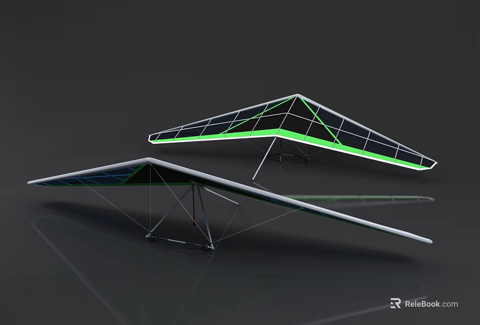 Modern Glider Structures With Green Accent Lines And White Frames 3d model