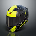 Shoei Yellow Black Full Face Sporty Racing Helmet With Graphic Pattern And Glossy Finish