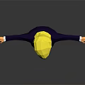 3D Low Poly Game Character Design Blonde Hair Dark Blue Suit Red Tie Arms Outstretched