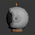 Futuristic Weapon Helmet With Silver Shell Black Visor And Orange Antenna Design