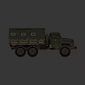 Vintage Military Green Truck With Canvas Cover And Six Wheels Design