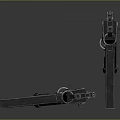 Modern Weapon Submachine Gun Design With Detachable Stock Red Magazine And Metallic Parts