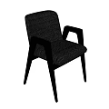Modern Fabric Dining Chairs With Gray Upholstered Seats And Black Wooden Frames