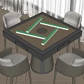 Mahjong table and chair combination 3d model