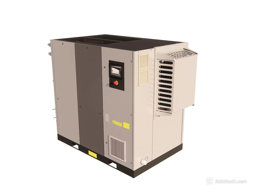 Gray And Black Industrial Equipment With Control Panel And Ventilation Grilles 3d model 