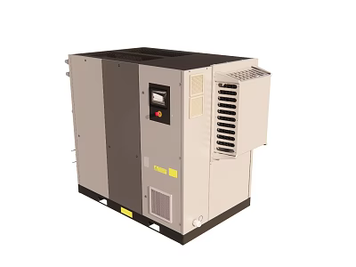 Gray And Black Industrial Equipment With Control Panel And Ventilation Grilles 3d model
