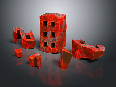 Rusted Iron Art Abstract Geometric Sculptures In Different Shapes And Sizes 3d model
