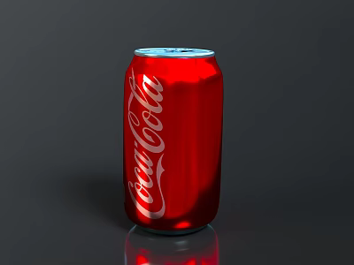 Red Coca Cola Beverage Can With Metallic Finish And Reflective Surface 3d model