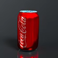 Red Coca Cola Beverage Can With Metallic Finish And Reflective Surface