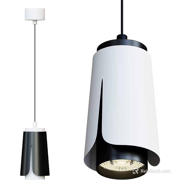 Modern Black And White Pendant Light With Sleek Cylindrical Design For Interior 3d model
