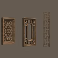 Traditional Chinese Wooden Carved Window Grilles With Different Geometric Patterns And Designs