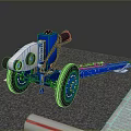Heavy Duty Industrial Mobile Equipment With Blue Metal Frame And Large Wheels