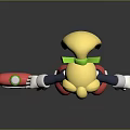 3D Game Character With Blonde Hair Green Ears Red Dress Red Boots And Broom