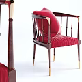 Elegant Leisure Chair With Red Velvet Cushion And Wooden Frame Gold Accents