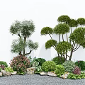 Plant flower border multi-head modeling tree green plant combination stone tree shrub 3d model