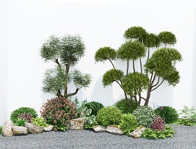 Plant flower border multi-head modeling tree green plant combination stone tree shrub 3d model