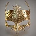 Golden Ornamental Mask Featuring Intricate Floral Patterns And Elaborate Design Details