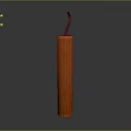 Orange Cylindrical Weapon With Black Curved Top And Smooth Exterior Surface Design