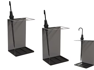 Modern Minimalist Decorative Ornament Set With Black Umbrella Stands And Various Designs 3d model