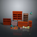 Assorted Wooden Furniture Collection With Shelves Cabinets And Small Decorative Items