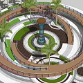 Round Corridor Bridge Rotary Stairs 3d model