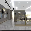 Spacious Modern Clothing Store Interior With Mannequins Hanging Clothes Brand Sign And Lighting