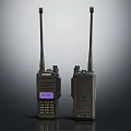 Two Black Two Way Radios With Antennas Purple Display And Functional Buttons 3d model