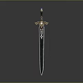 Fantasy Style Decorative Sword With Blue Blade Golden Hilt And Blue Gemstone