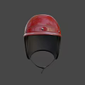 Red Shiny Motorcycle Helmet with Metal Rivets Adjustable Chin Strap for Safety Riding